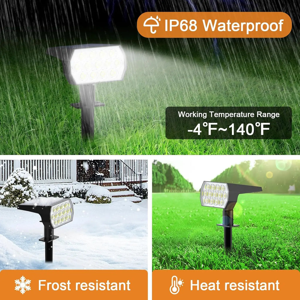 6-Pack Solar Spot Lights, 65 LED Outdoor Landscape Lighting with 3 Modes, IP68 Waterproof for Garden Walkway Driveway