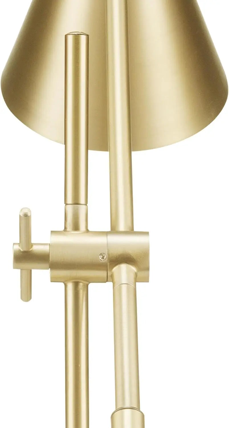 Adjustable Brass Desk Lamp with Modern Cone Shade, E26 Base for Bedroom or Office Lighting
