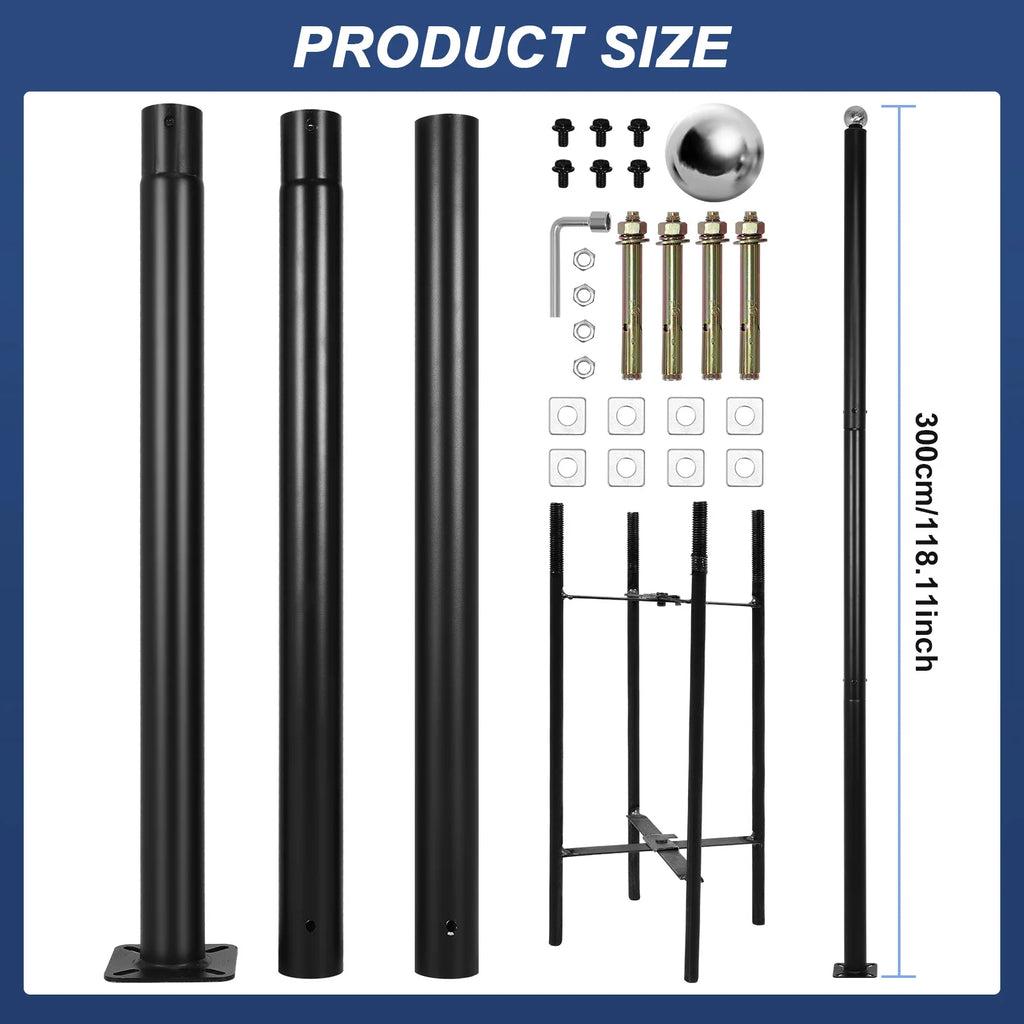 10Ft Tall Courtyard Light Pole with Rebar Cage Base Heavy Duty Street Lamp Post Weather-Resistant for Street/Parking Lots/Park