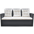 NNEVL 6 Piece Outdoor Dining Set with Cushions Poly Rattan Black