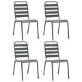 NNEVL Outdoor Chairs 4 pcs Slatted Design Steel Dark Grey