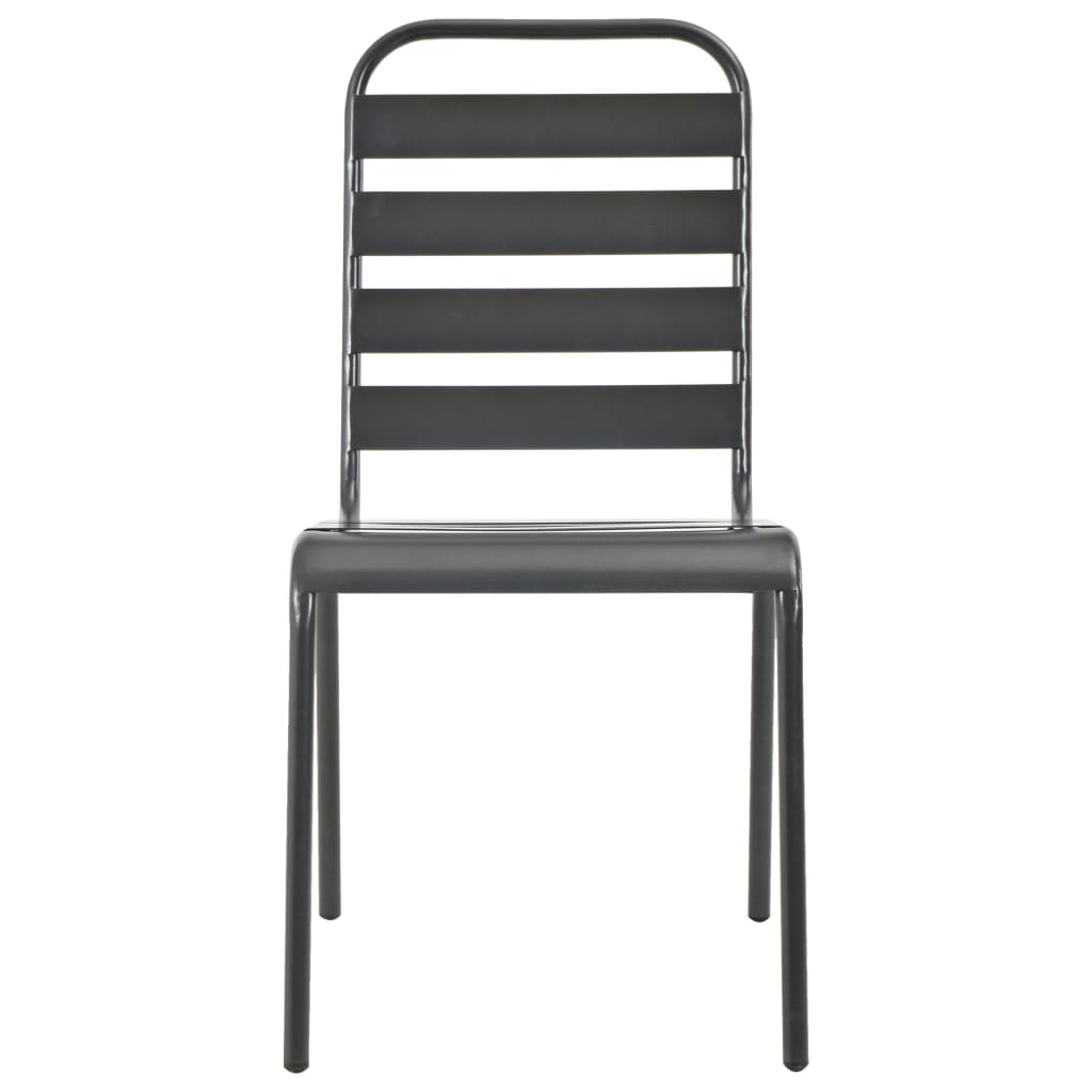 NNEVL Outdoor Chairs 4 pcs Slatted Design Steel Dark Grey