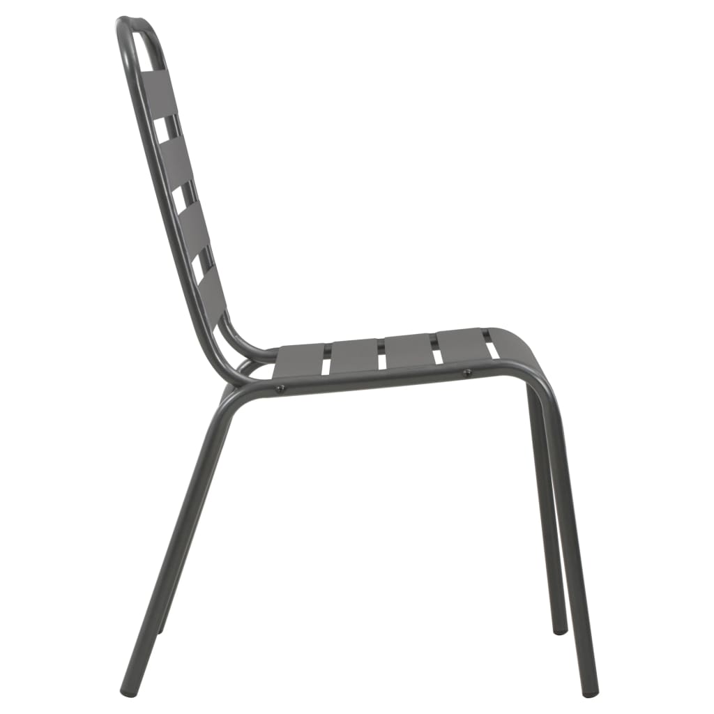 NNEVL Outdoor Chairs 4 pcs Slatted Design Steel Dark Grey