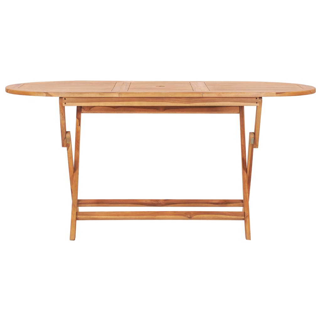 NNEVL 9 Piece Folding Outdoor Dining Set Solid Wood Teak