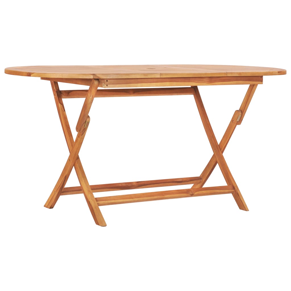 NNEVL 9 Piece Folding Outdoor Dining Set Solid Wood Teak