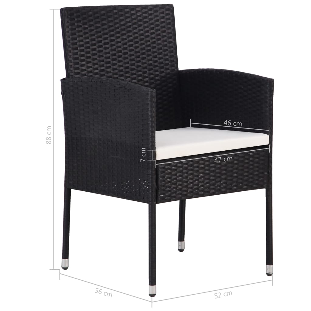 NNEVL 9 Piece Garden Dining Set Poly Rattan Black