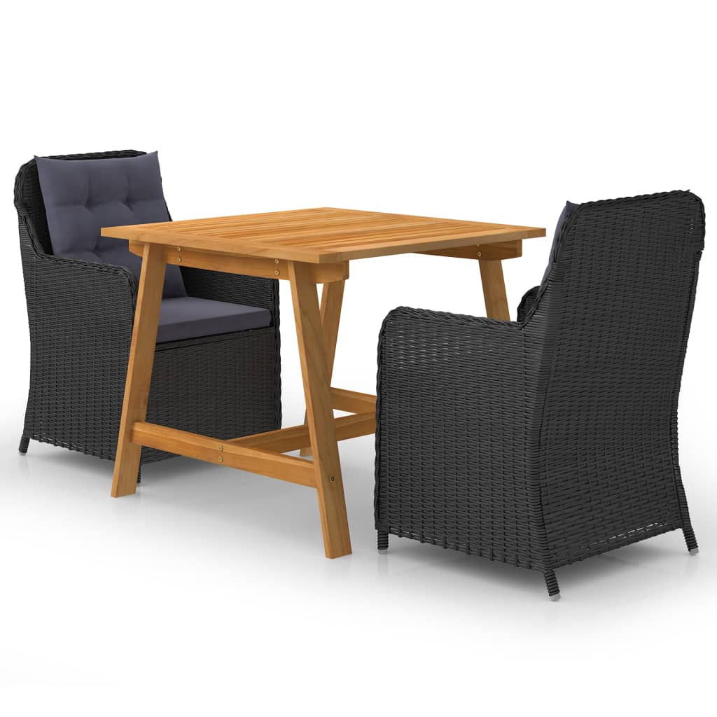 NNEVL 3 Piece Garden Dining Set Black