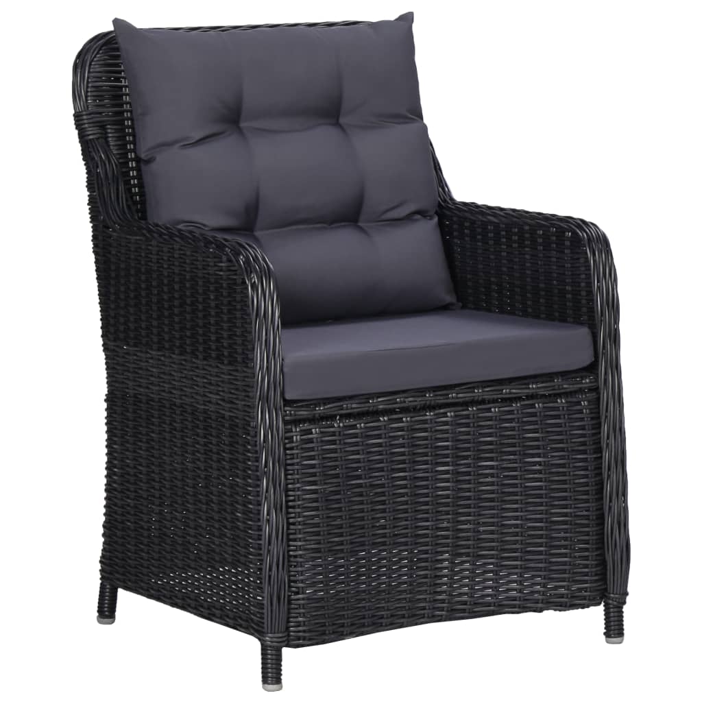 NNEVL 3 Piece Garden Dining Set Black