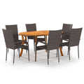 NNEVL 7 Piece Garden Dining Set Brown