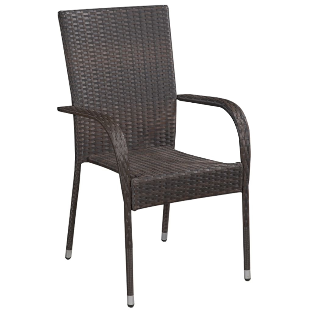 NNEVL 7 Piece Garden Dining Set Brown