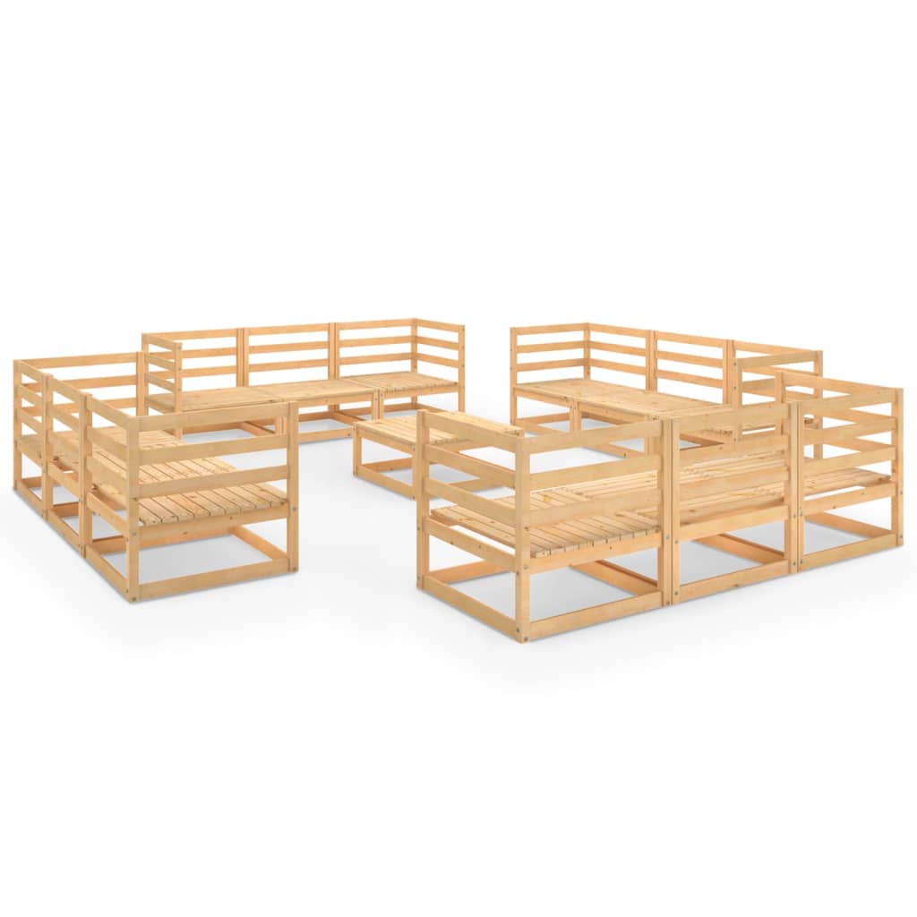 NNEVL 13 Piece Garden Lounge Set Solid Pinewood