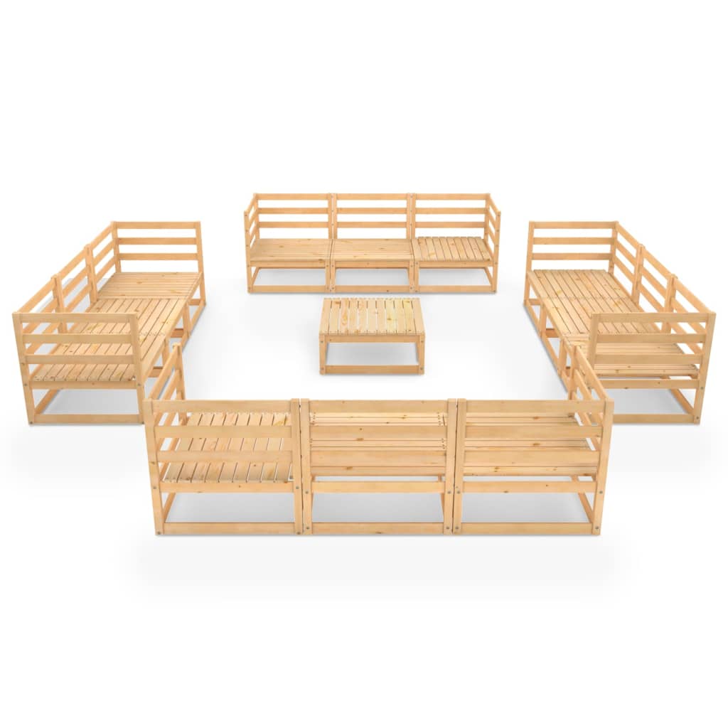 NNEVL 13 Piece Garden Lounge Set Solid Pinewood