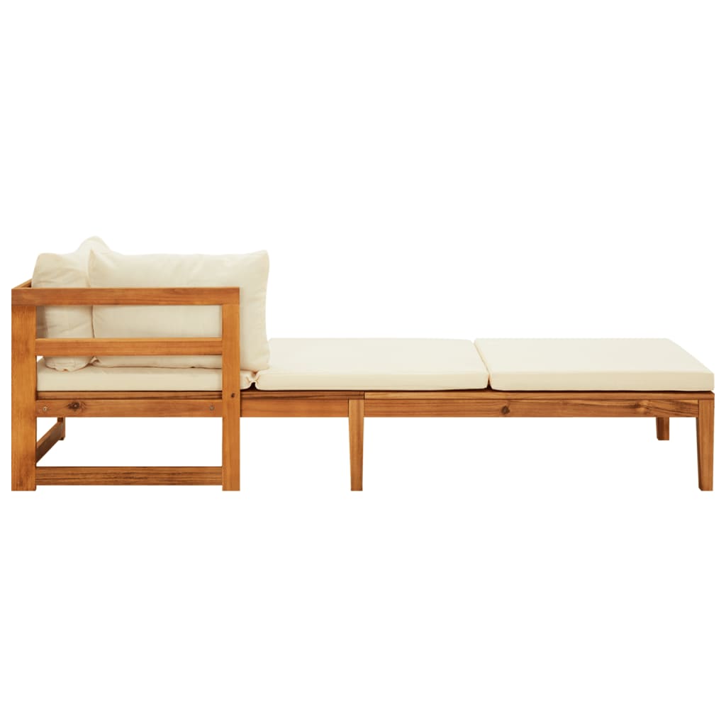 NNEVL Sun Loungers with Cream White Cushions 2 pcs Acacia Wood