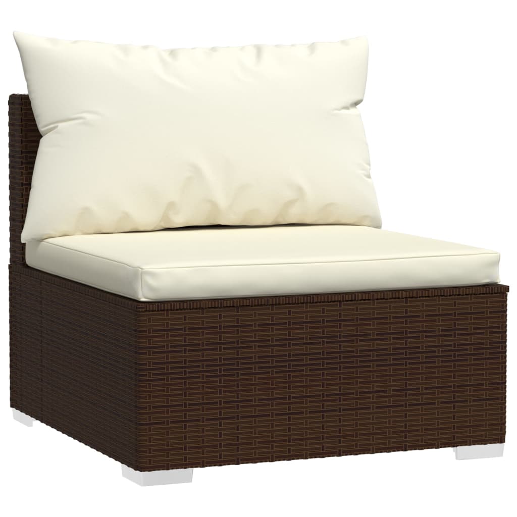 NNEVL 7 Piece Garden Lounge Set with Cushions Poly Rattan Brown