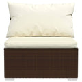 NNEVL 7 Piece Garden Lounge Set with Cushions Poly Rattan Brown