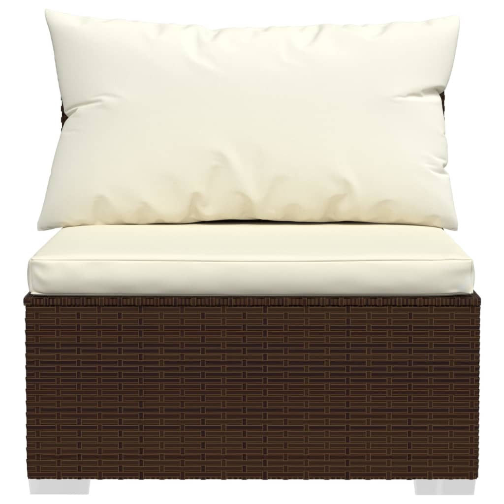 NNEVL 7 Piece Garden Lounge Set with Cushions Poly Rattan Brown