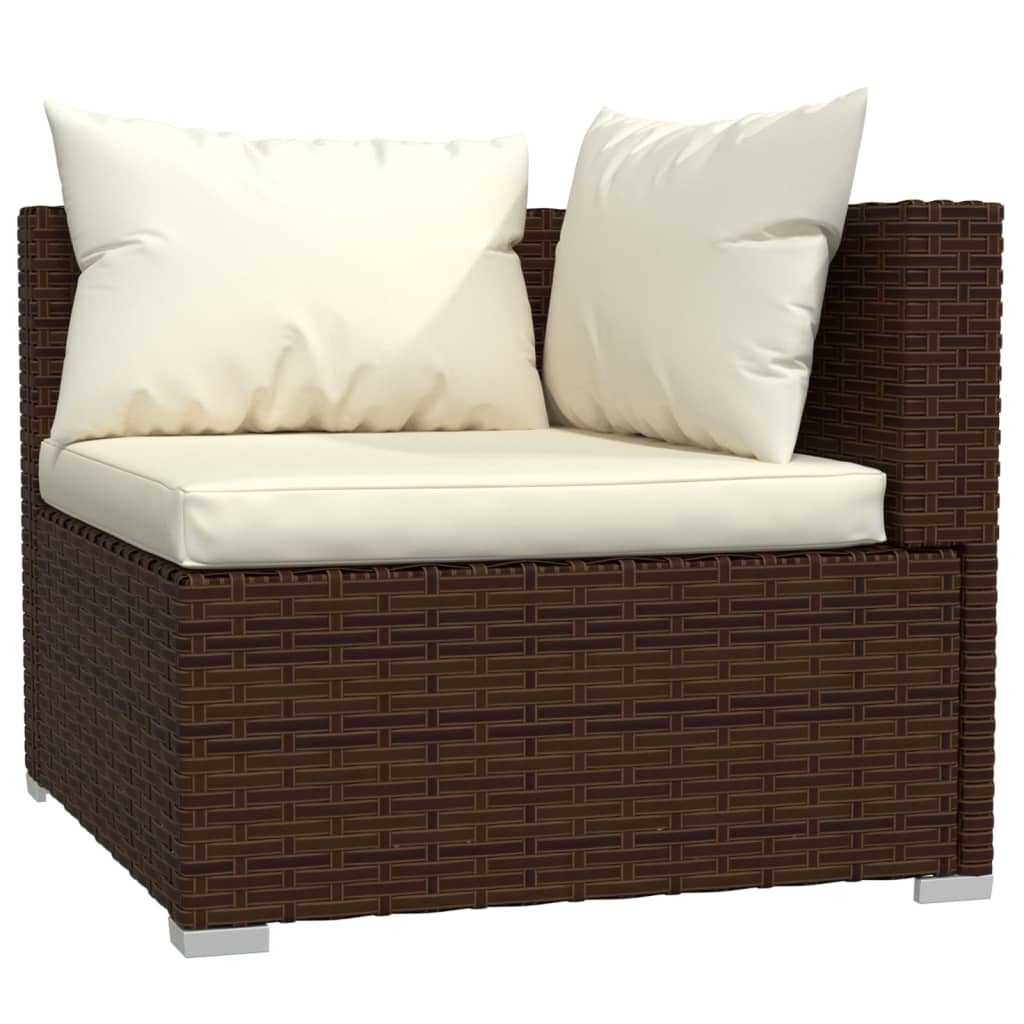 NNEVL 7 Piece Garden Lounge Set with Cushions Poly Rattan Brown