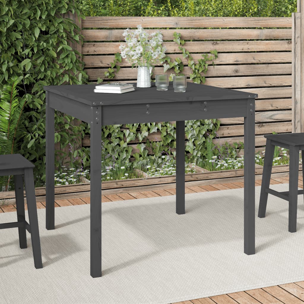NNEVL Garden Table Grey 82.5x82.5x76 cm Solid Wood Pine
