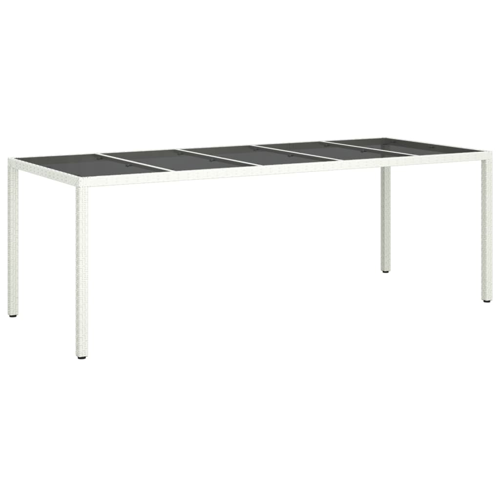 NNEVL Garden Table White 250x100x75 cm Poly Rattan and Tempered Glass