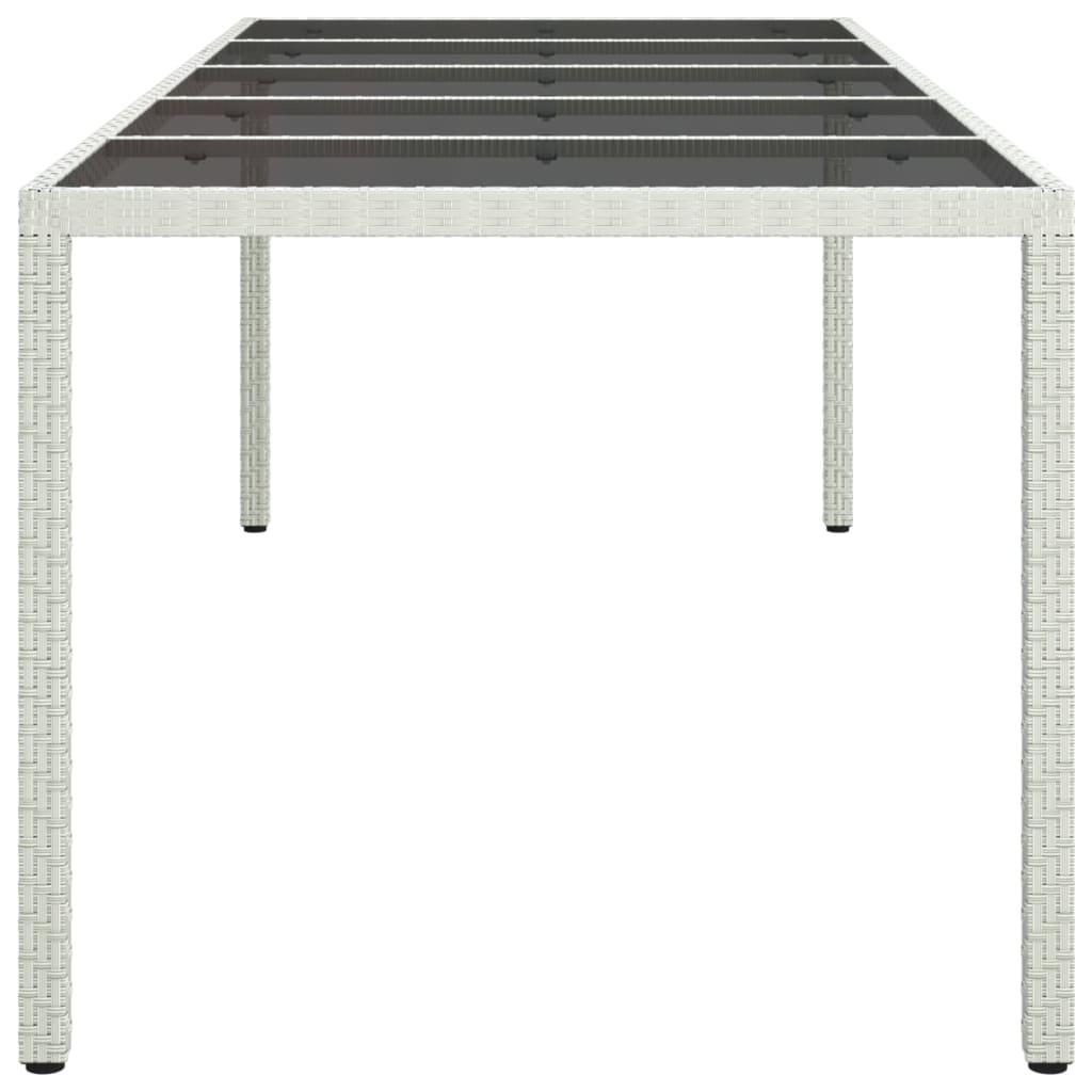 NNEVL Garden Table White 250x100x75 cm Poly Rattan and Tempered Glass