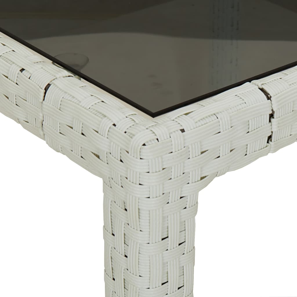 NNEVL Garden Table White 250x100x75 cm Poly Rattan and Tempered Glass