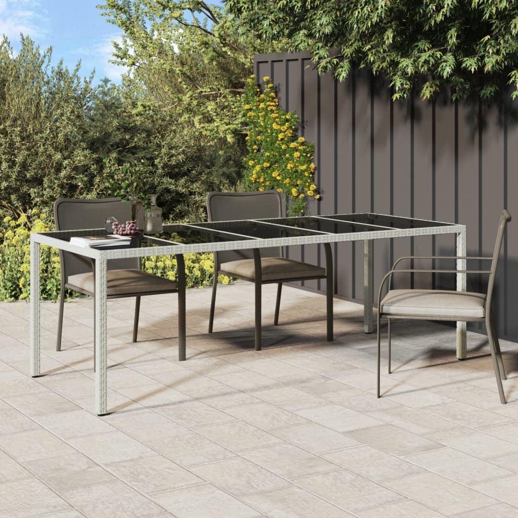 NNEVL Garden Table White 250x100x75 cm Poly Rattan and Tempered Glass