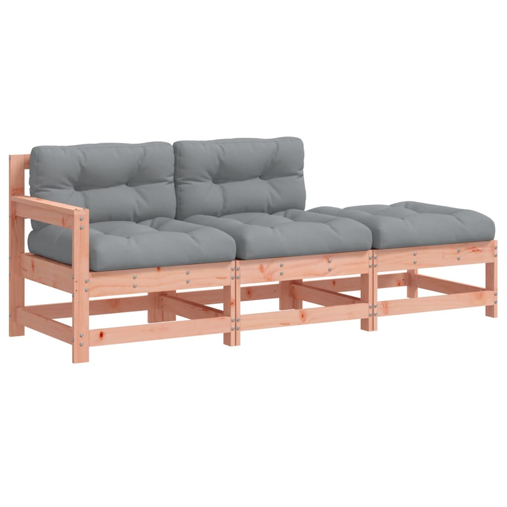 NNEVL 3 Piece Garden Lounge Set with Cushions Solid Wood Douglas