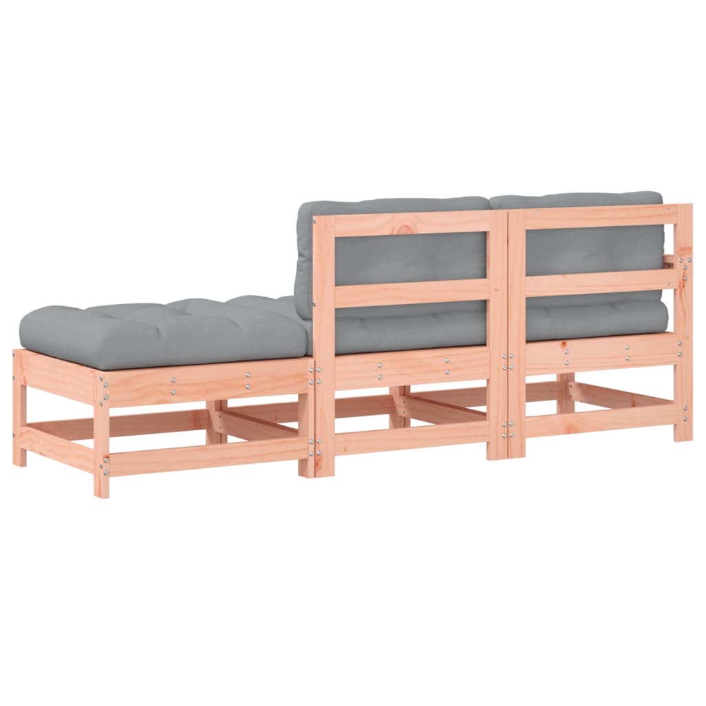 NNEVL 3 Piece Garden Lounge Set with Cushions Solid Wood Douglas