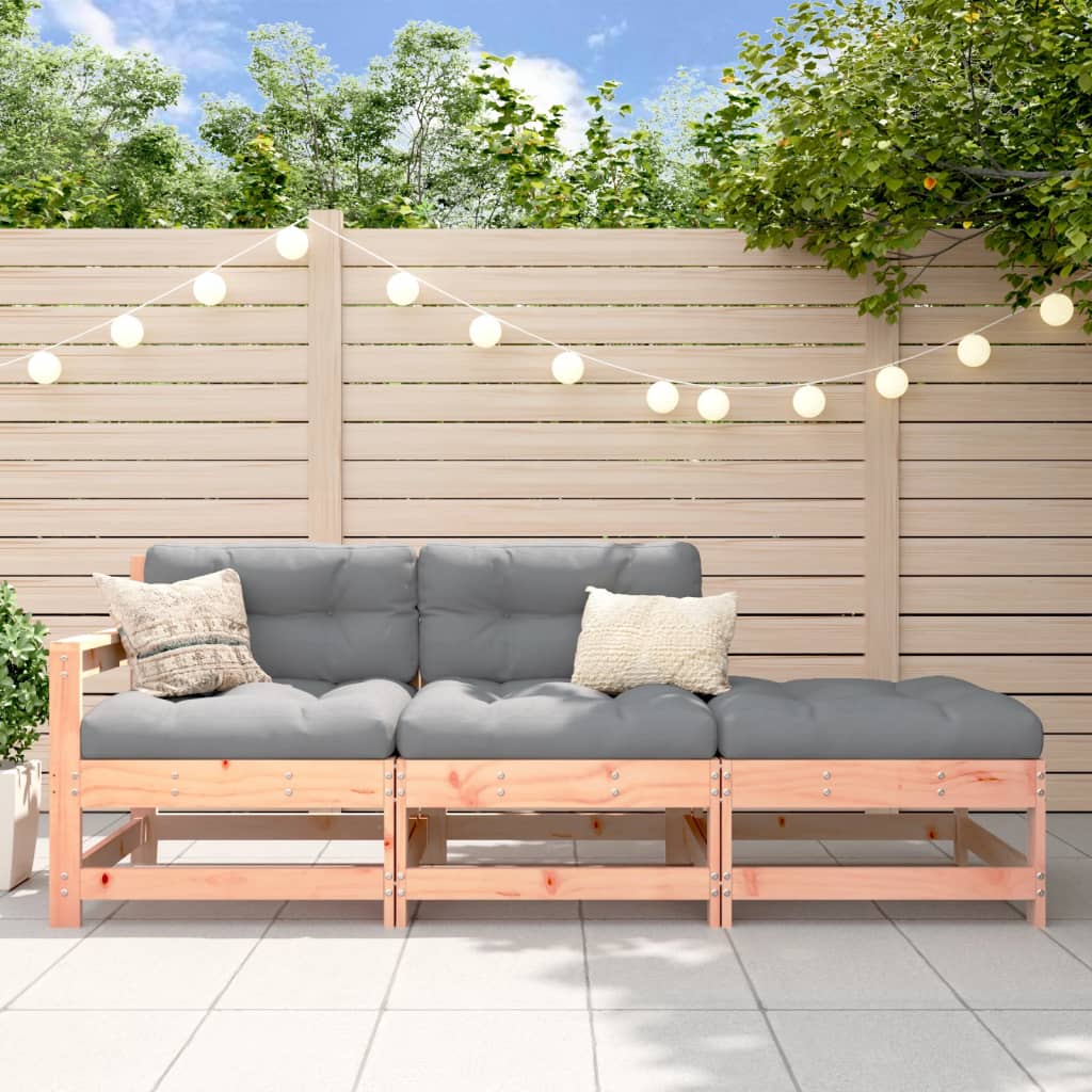 NNEVL 3 Piece Garden Lounge Set with Cushions Solid Wood Douglas