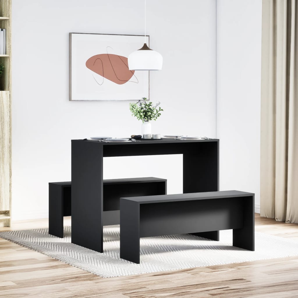 vidaXL Dining Table and Bench Set Dining Room Furniture 3 Piece Engineered Wood