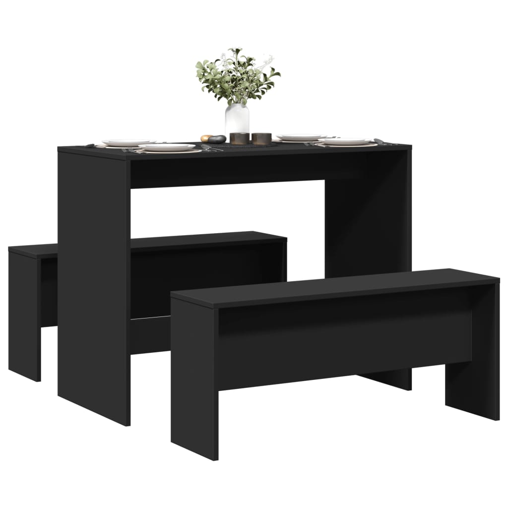 vidaXL Dining Table and Bench Set Dining Room Furniture 3 Piece Engineered Wood