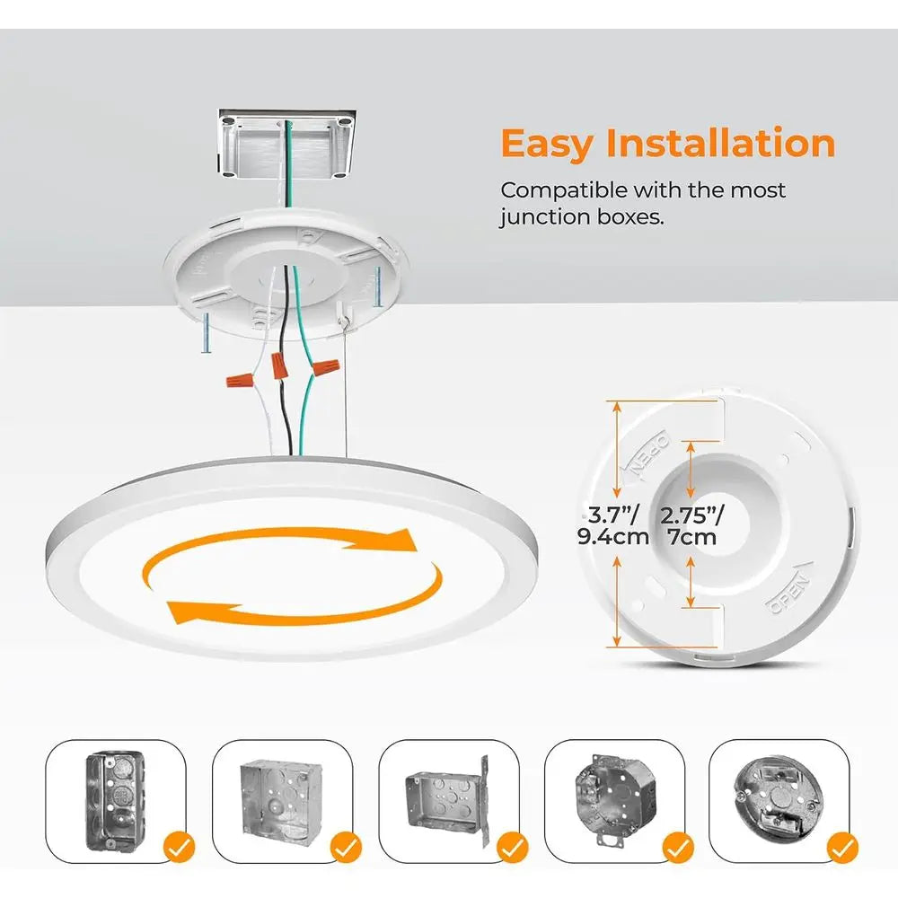 Mount Ceiling Light, 8.66 Inch 18W 3000K/4000K/5000K Hardwire Fixture, Ultra Thin Round White Lamp for Kitchen Porch Bedroom Hal