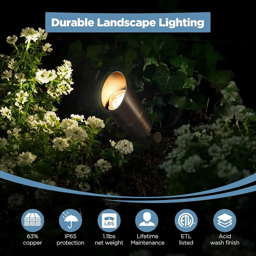 12V Waterproof LED Spotlights for Garden and Yard, Bronze Accent Lighting Fixture Without Bulb, 6 Pack