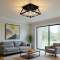 4-Lights Black Industrial Ceiling Fixture for Dining Room, Kitchen, Living Room, Hallway, Entry, Laundry - E26 Base (No Bulb)