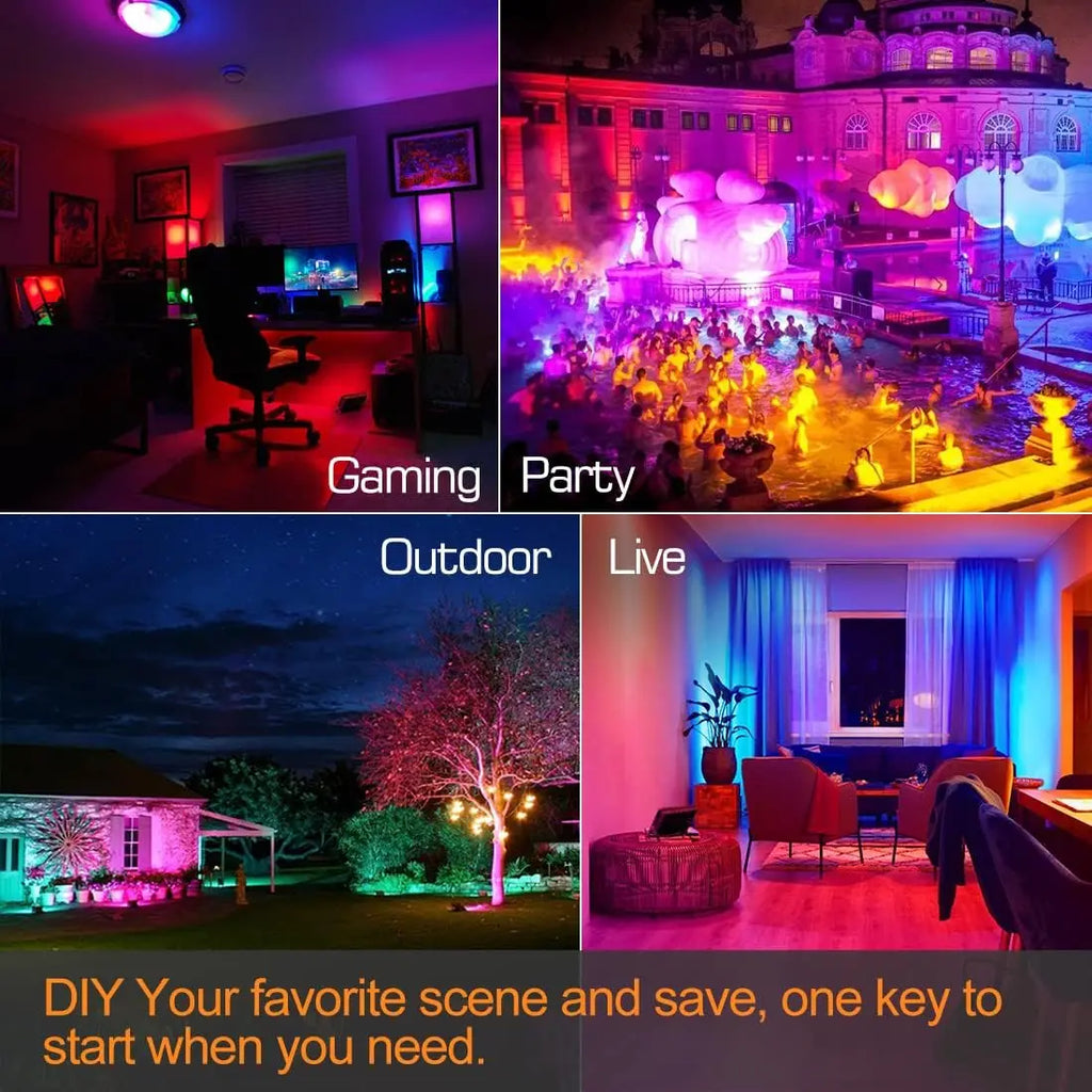 Smart RGB LED Flood Light 800W Equivalent 8000LM with APP Control, IP66 Waterproof, Timing Function (2 Pack)