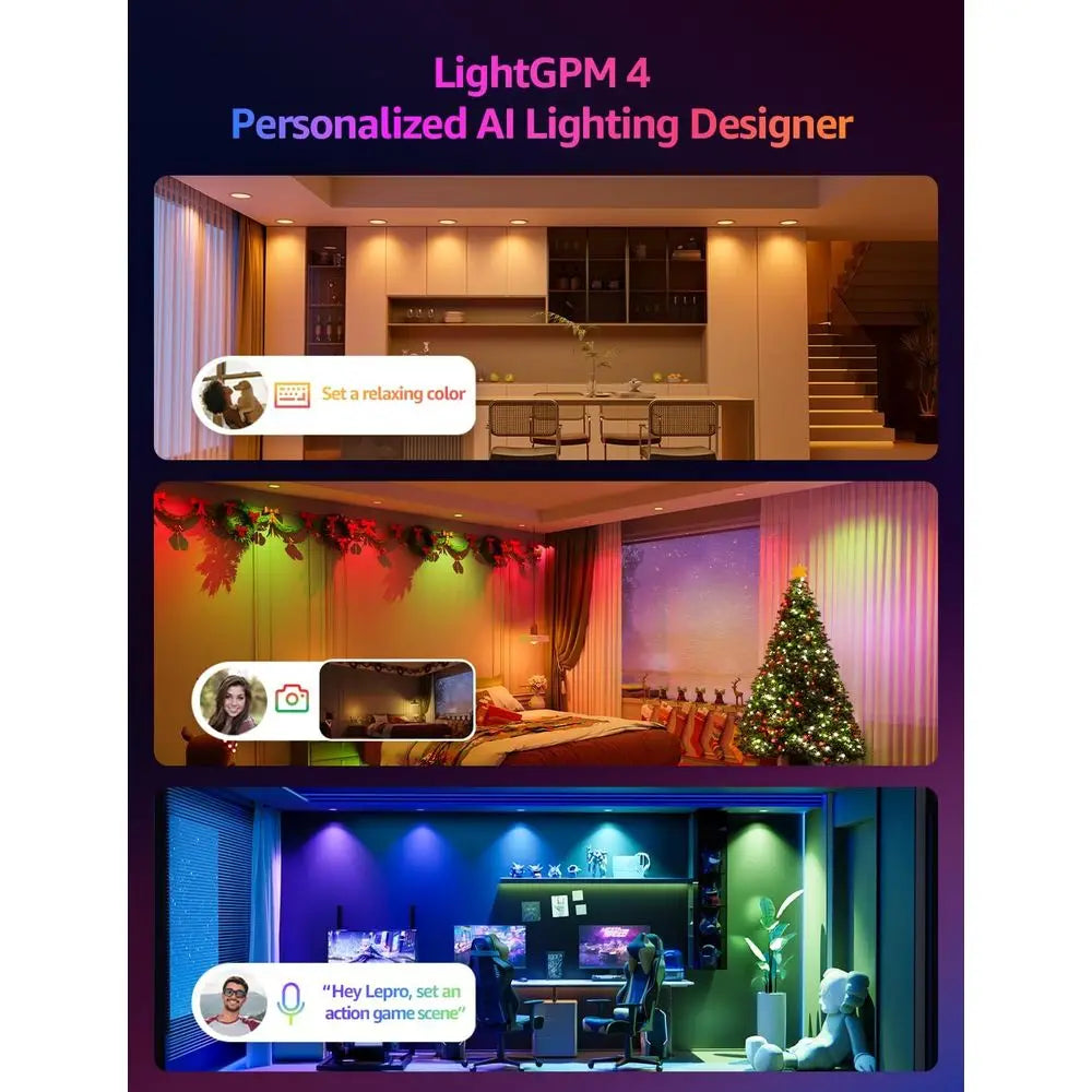 6 inch LED Recessed Light - Personalized AI Lighting Designer, Dimmable Warm Lights Sync with Music, Smart Can Downlights Work w