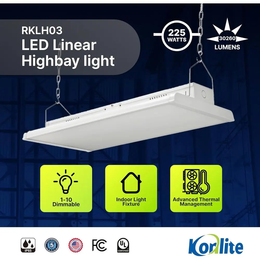 - 4 T Linear LED Shop Lights, 225W, 30,626LM Bay Ceiling Shop Light or Commercial & Industrial Use, Non-Maintenance Shop Lights