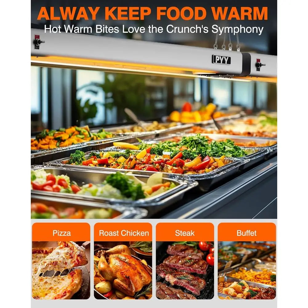 ood Heat Lamp - 36 Inch ood Warming Lamp Heater or Catering Kitchen Restaurant Buet, Over& Hanging ood Warmer Lamp Strip,750W
