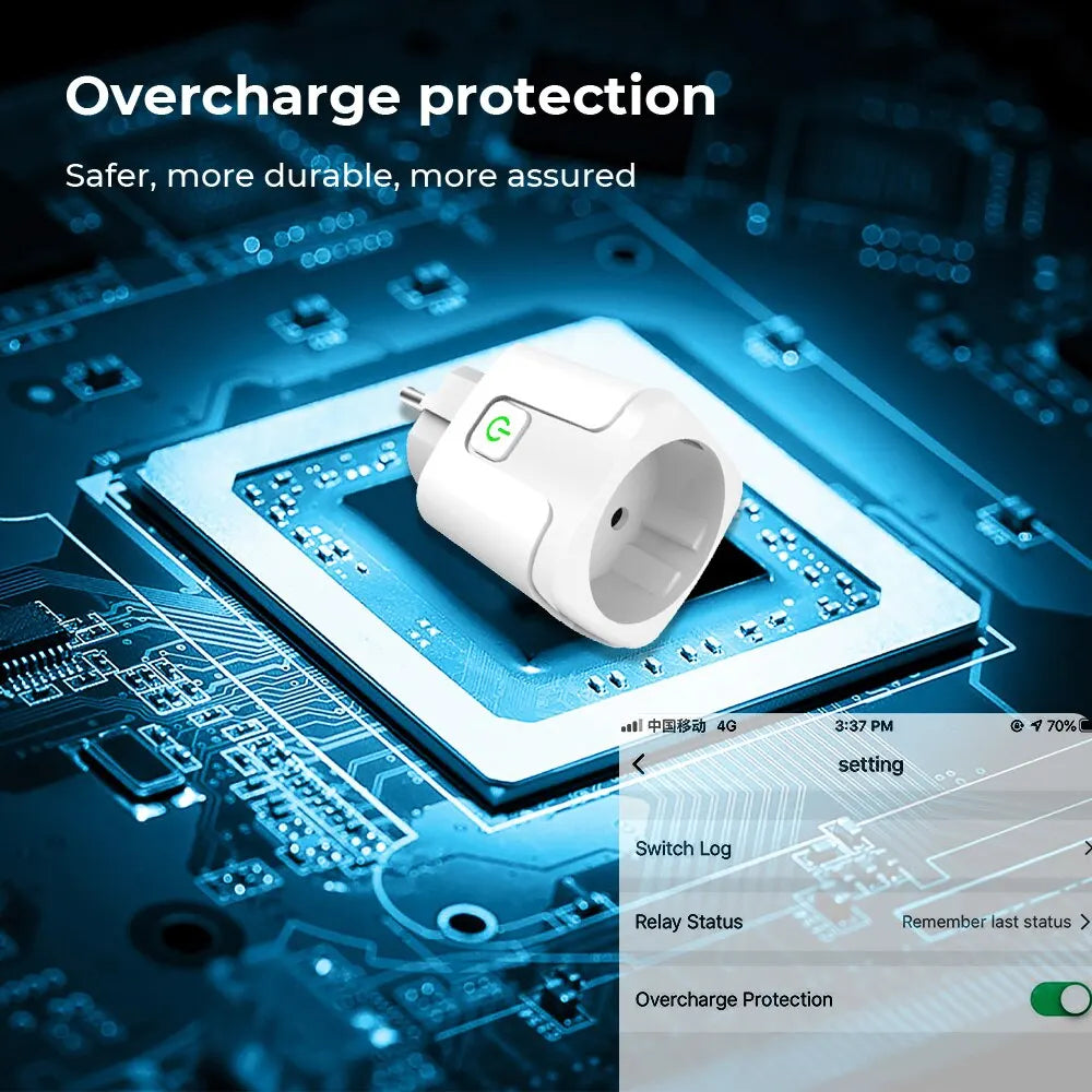 Smart Plug WiFi Socket EU 16A/20A With Power Monitor Timing Function Tuya Smart Life APP Control Works With Alexa Google Home