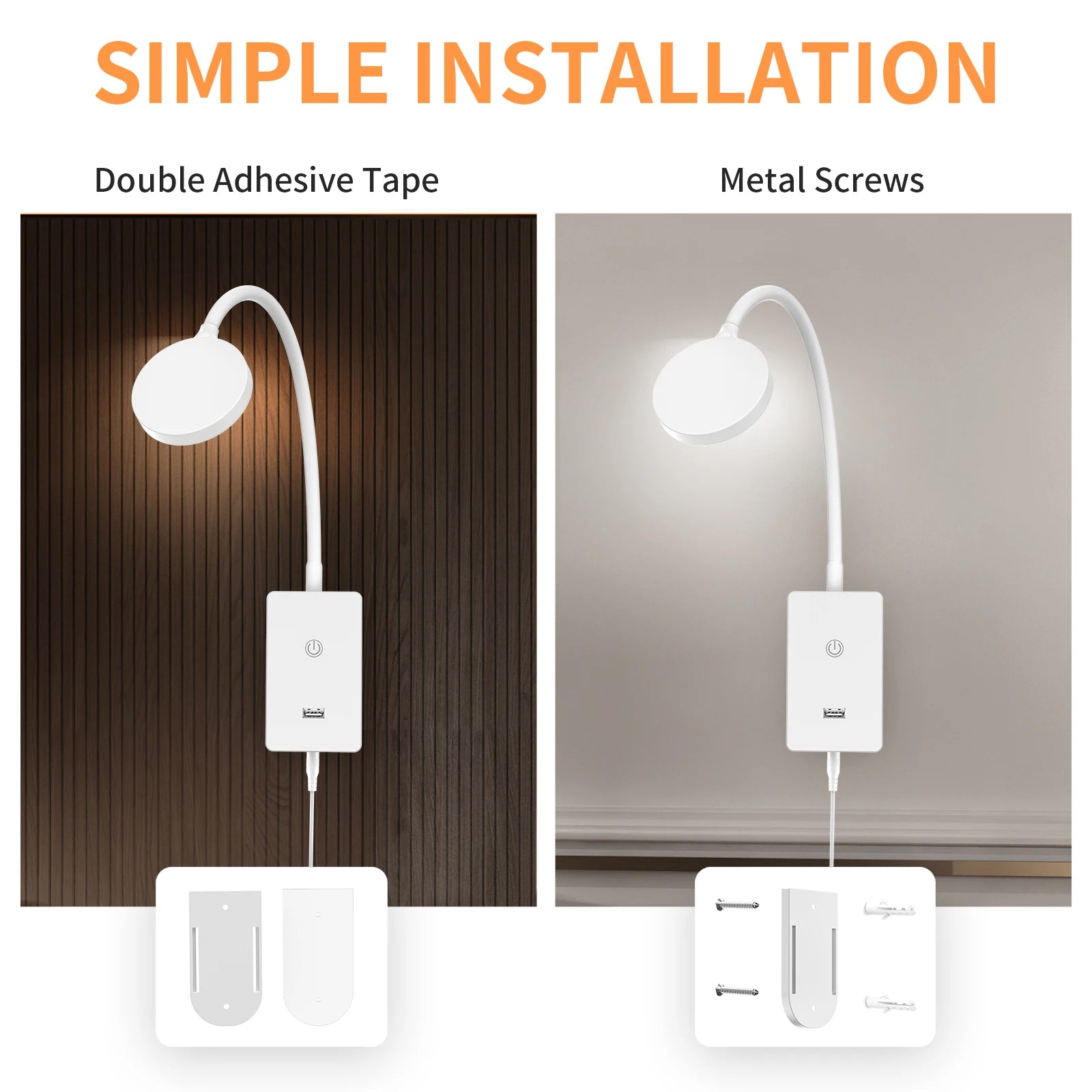 Touch Dimmable LED Bedside Wall Mounted Reading Lamp for Bedroom Nightstand, 4 Brightness Levels, 120° Wide Angle Lighting