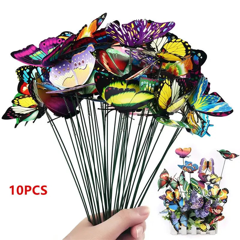 24Pcs/set Butterflies Garden Yard Planter Colorful Whimsical Butterfly Stakes Decoracion Outdoor Decor Flower Pots Decoration