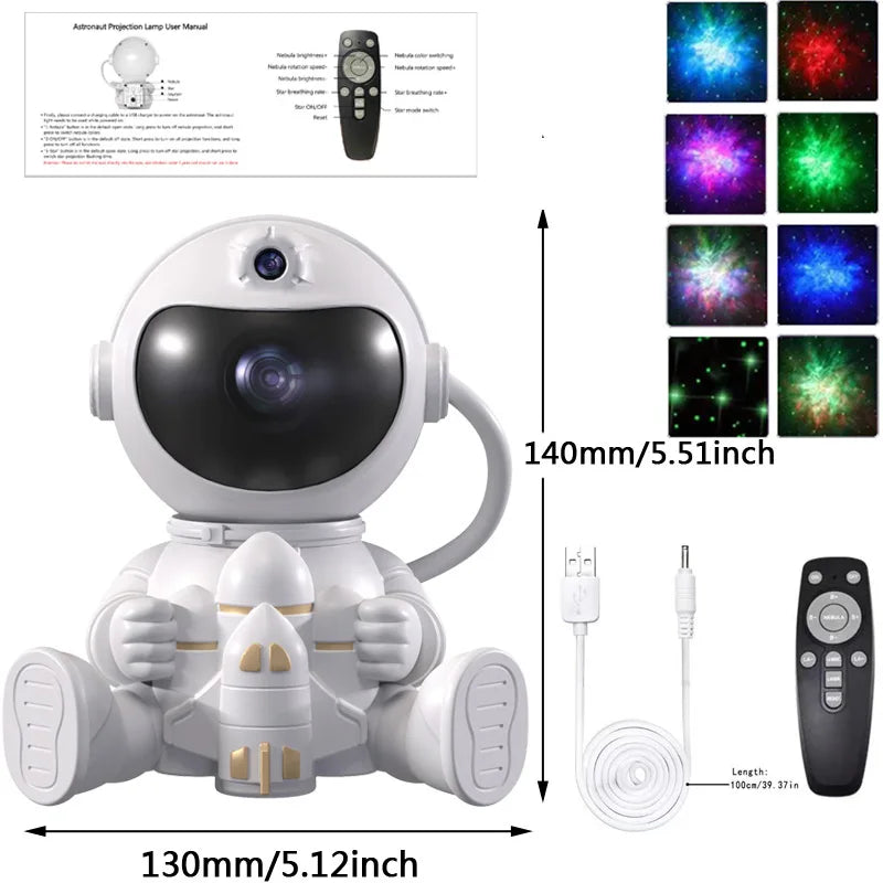 LED Star Galaxies Projector Night Light Astronaut Starry Sky Bedroom Room Decor Children's Gift - LED Atmosphere Creating Lamp