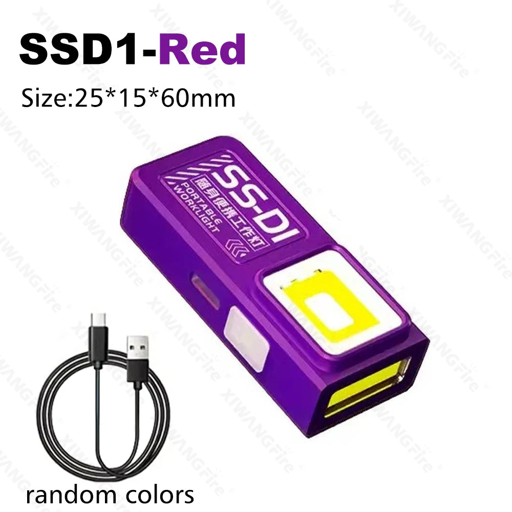 Multifunctional Keychain Flashlight USB Rechargeable Mini Flashlight With COB Work Light Keyring Camping Walking Pocket Lamp