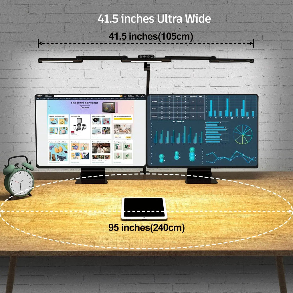 Adjustable 41.5" LED Desk Lamp with Clamp, 24W Bright Light for Home Office and Crafting