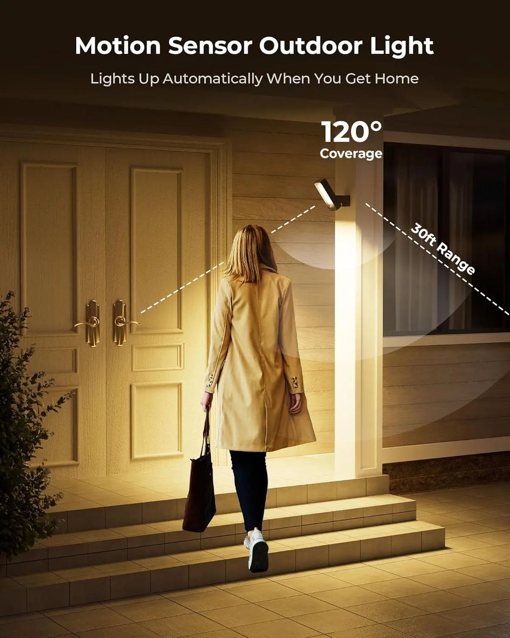2 Pack Motion Sensor Outdoor Lights, 10000mAh Rechargeable 600 Lumen Battery Operated Wall Lights with 3 Modes and Colors