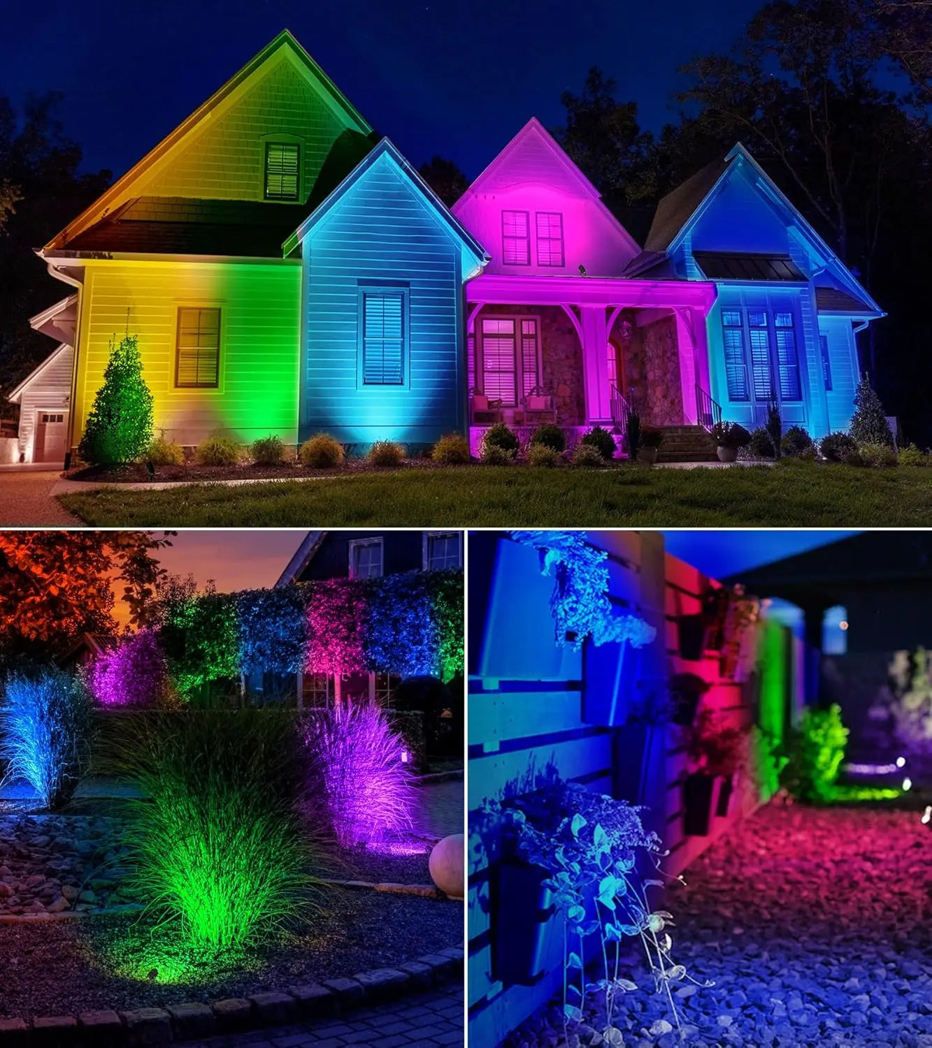 4-Pack RGBW Outdoor Spotlights with Remote Control, 12W Color Changing Landscape Lights Waterproof for Yard Garden