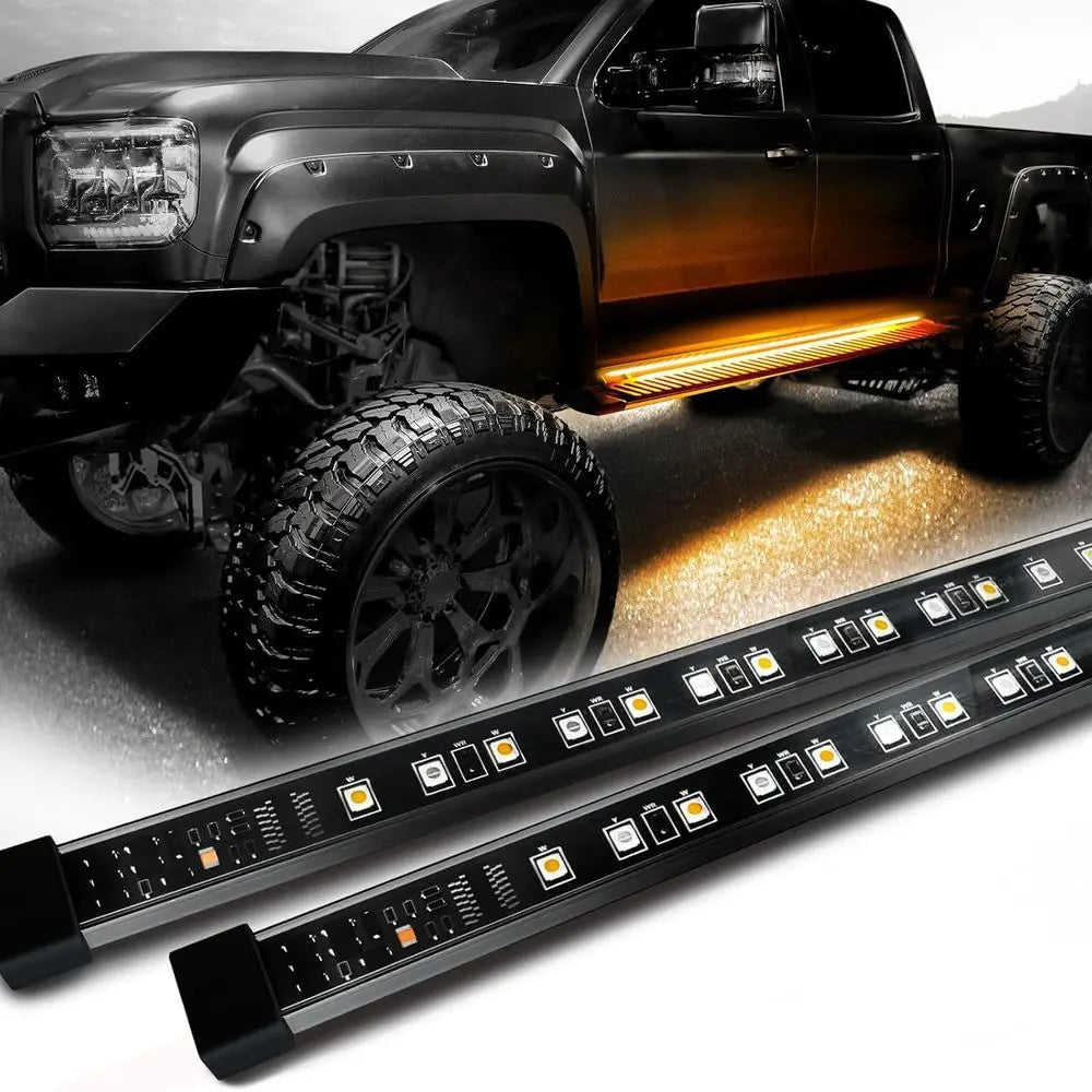 Sidekick 78" Running Board Lights 2PCS LED Strips w/Sequential Amber Turn Signal, DRL, White Courtesy Light or Extended Crew Cab