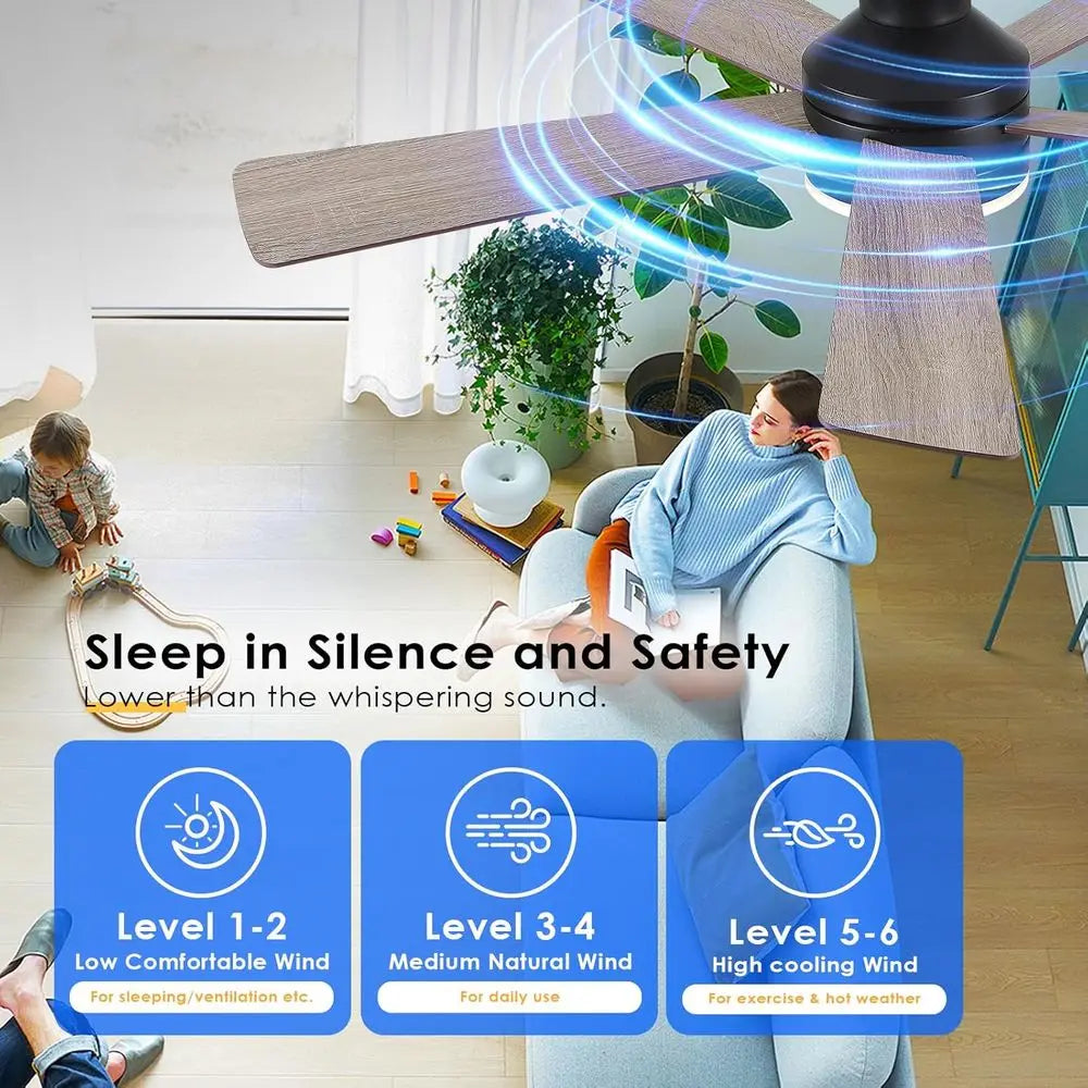 46IN Indoor/Outdoor Ceiling Light with Remote/APP, Low Profile Light with 6 Speeds, Dimming, Suitable for Bedroom, Living Room,