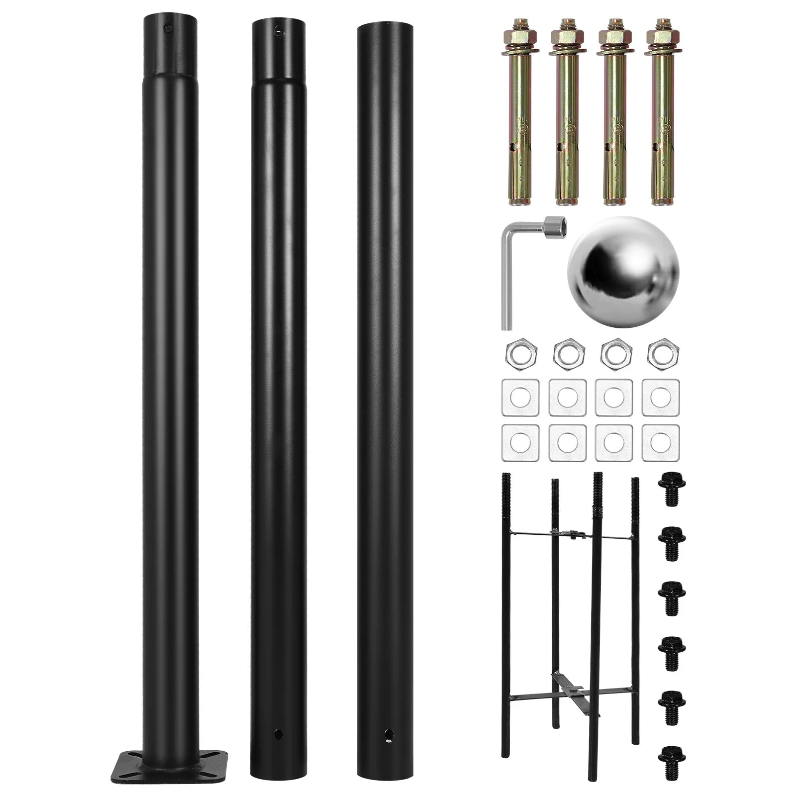 10Ft Tall Courtyard Light Pole with Rebar Cage Base Heavy Duty Street Lamp Post Weather-Resistant for Street/Parking Lots/Park