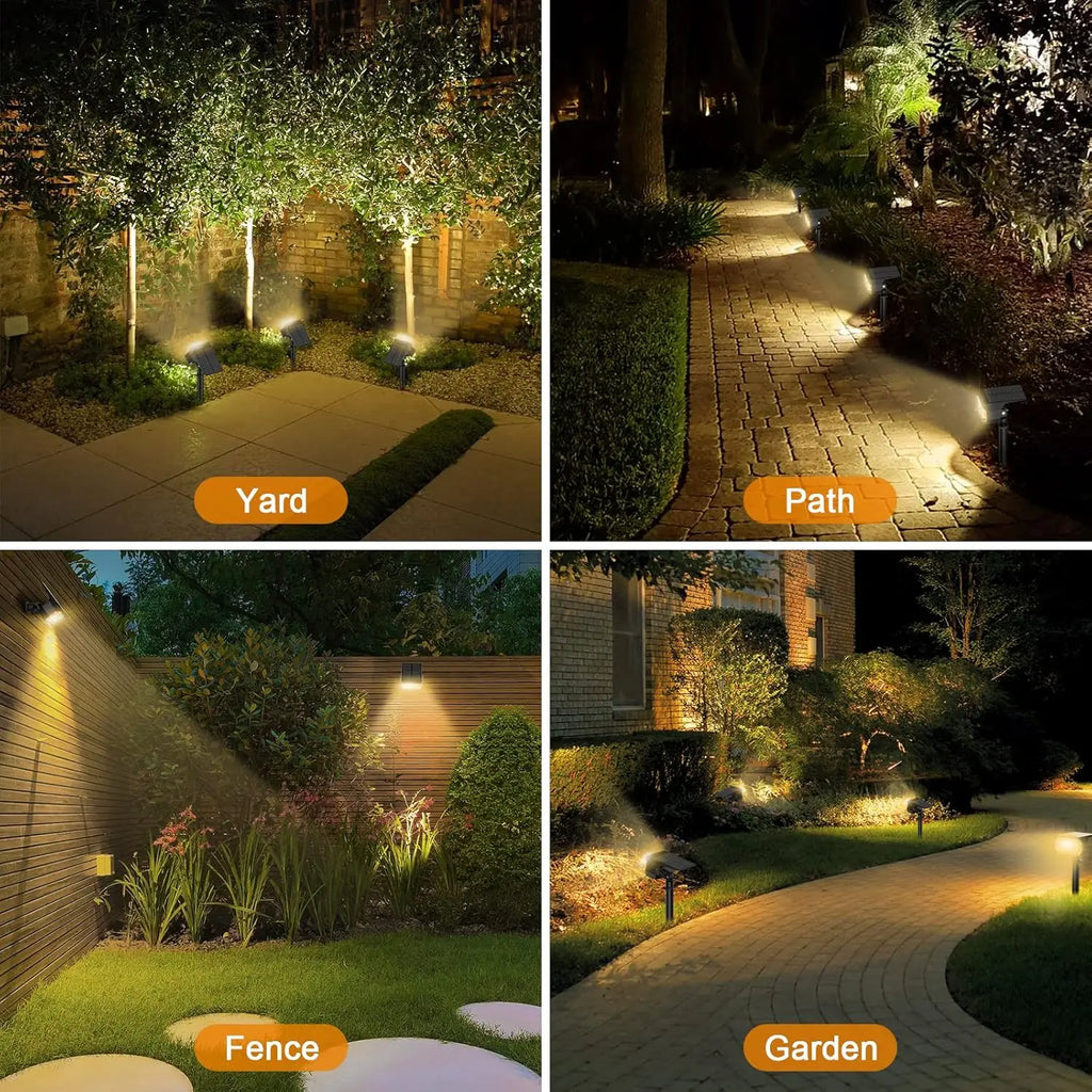 8-Pack Solar Spot Lights, 76 LED 3 Modes IP65 Waterproof Outdoor Landscape Wall Lighting for Garden Pathway Warm White